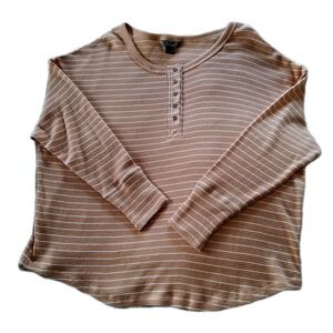 Natural Brand Orange/White Striped Henley Size XL , New.